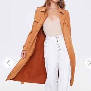 Tan Faux Suede Duster Jacket